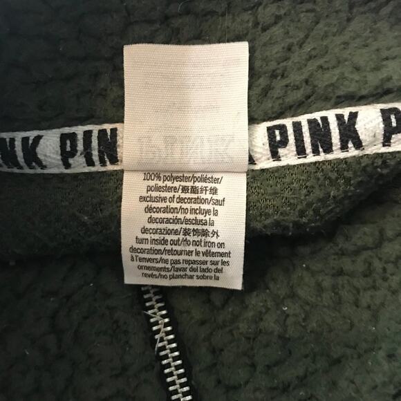 Pink Victoria’s Secret Green Sherpa Style Pullover Size Small - Picture 6 of 8